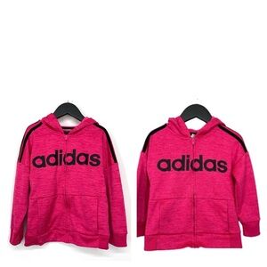 Two Same Style Adidas Hot Pink Full Zip Hoodies Size 3T & Larger Size No Tag